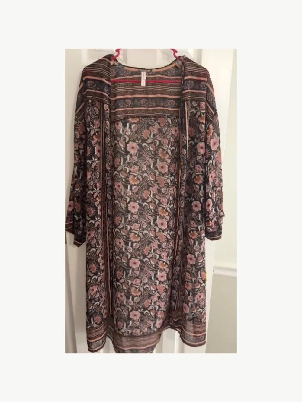 Xhilaration Floral Border Print Long Sleeve Dress M
